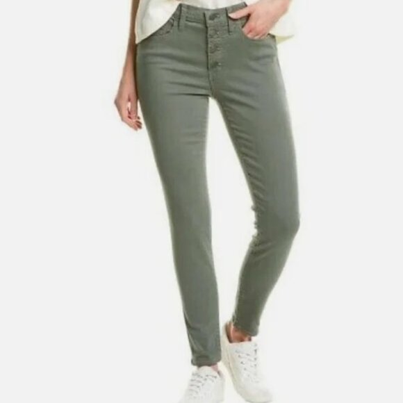 Madewell 9" High Rise Skinny Denim Ankle Button Fly Greyish Sage Green Size 27 - Picture 2 of 9